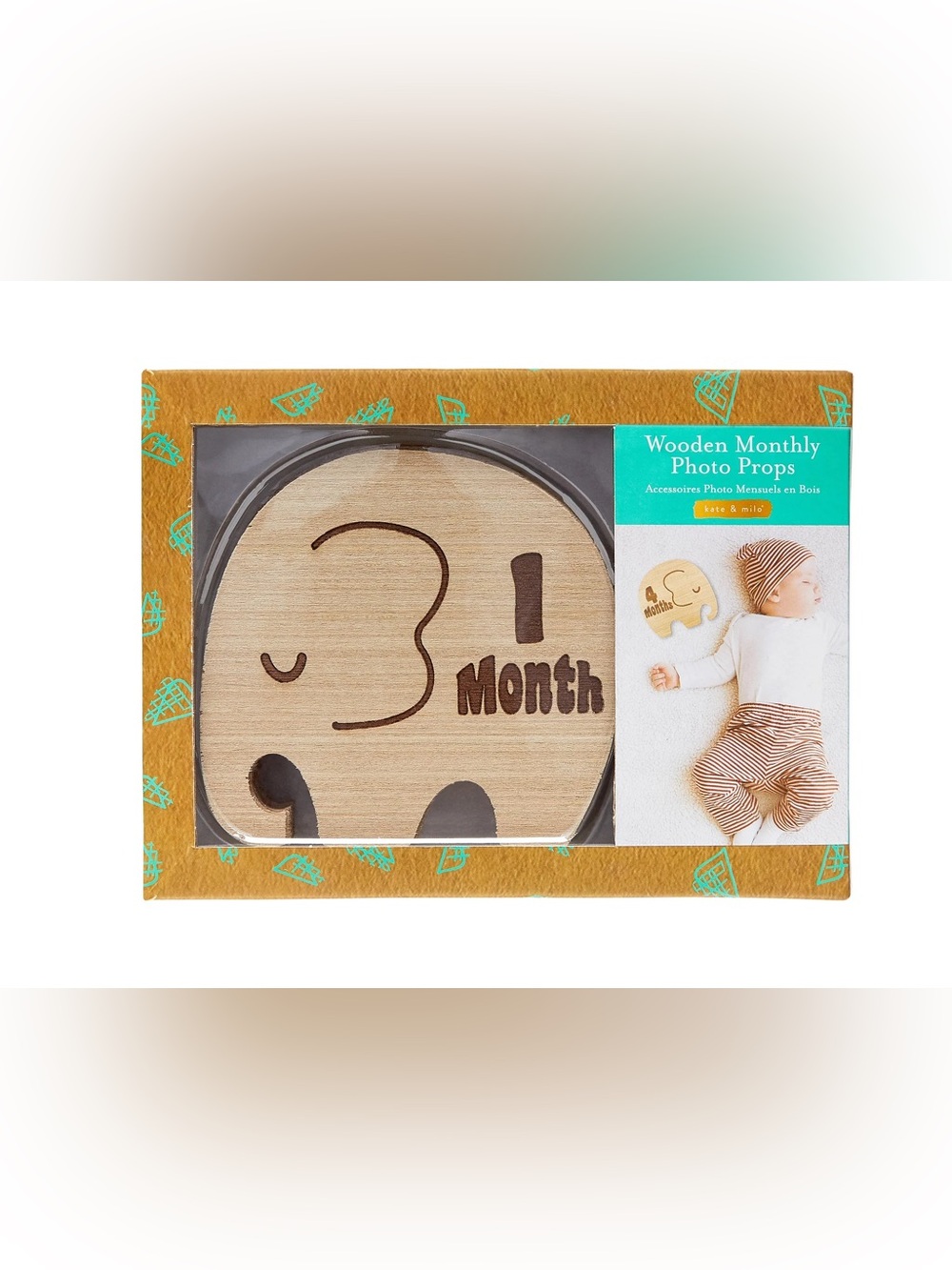 Pearhead Elephant Wooden Baby Month 1-12 Pictures